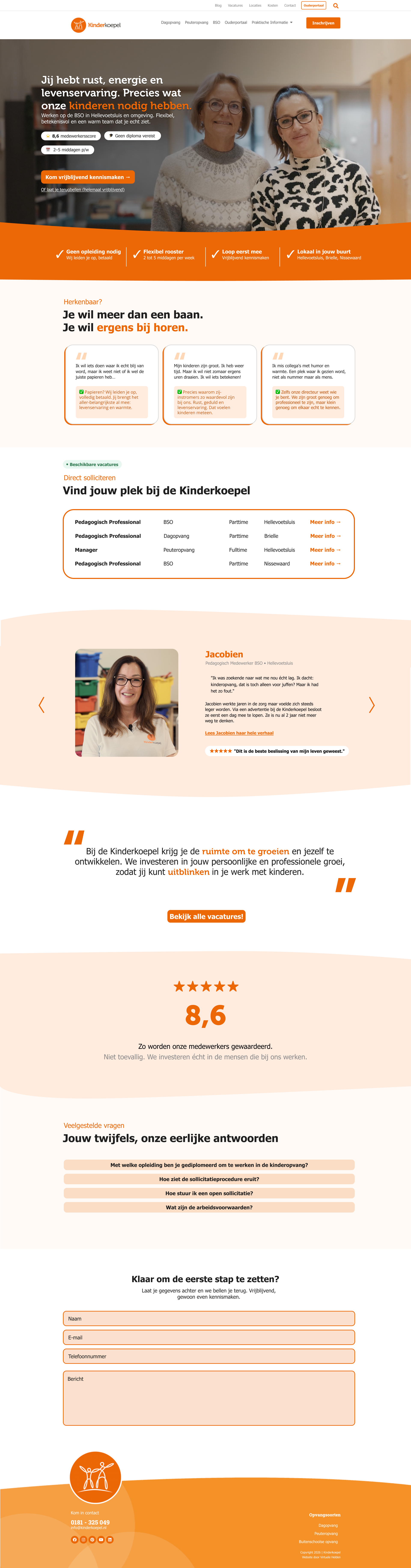 Screenshot van de Kinderkoepel werken-bij landingspagina