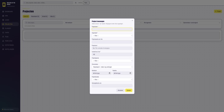 Projectformulier van ons projectmanagementplatform